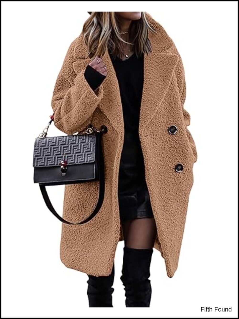 Faux Fur Sherpa Jacket Double Breasted Lapel Winter Coat